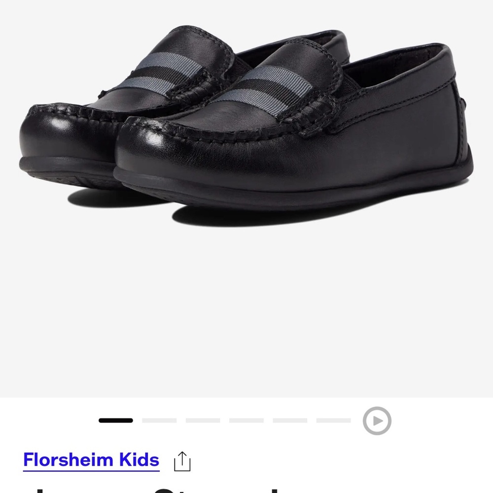 New in Box Boys Florsheim Black Leather Loafers